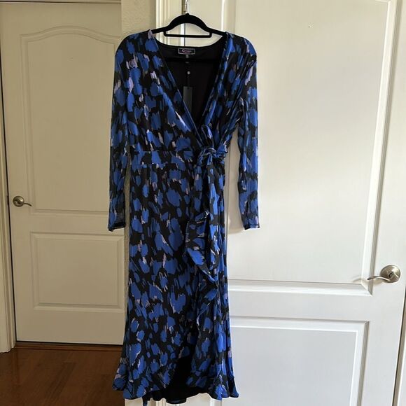 C WONDER by Christian Soriano Mesh ruffle hem dress Blue/Black Sz XLP NWT in pkg - Picture 9 of 10